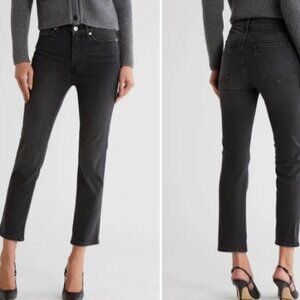 FRAME Denim Le High Straight Ankle Jean Super Stretch Black 24 MSRP $230 NWT